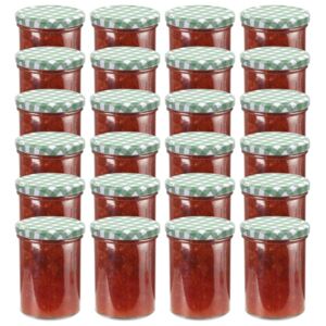 VidaXL Staklenke za džem s bijelo-zelenim poklopcima 24 kom 400 ml