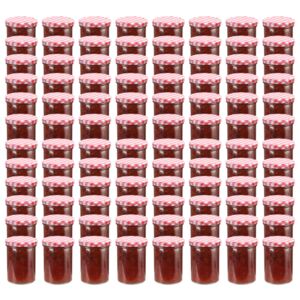 VidaXL Staklenke za džem s bijelo-crvenim poklopcima 96 kom 400 ml