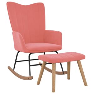 VidaXL Stolica za ljuljanje s osloncem za noge ružičasta baršunasta