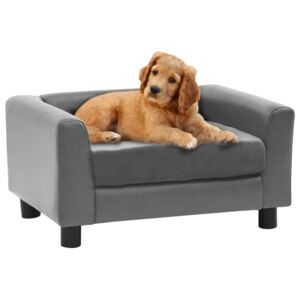 VidaXL Sofa za pse siva 60 x 43 x 30 cm od pliša i umjetne kože