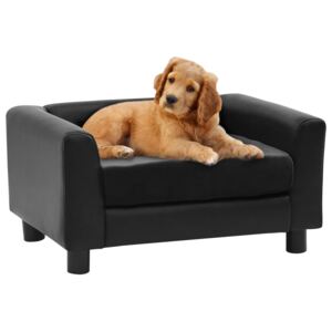 VidaXL Sofa za pse crna 60 x 43 x 30 cm od pliša i umjetne kože