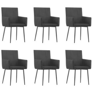 VidaXL Blagovaonske stolice s naslonima za ruke 6 kom crne od tkanine