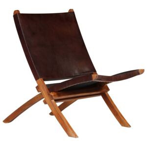 VidaXL Sklopiva stolica za opuštanje od prave kože smeđa