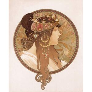Mucha, Alphonse Marie - Byzantine head of a brunette; Tete byzantine d'une brunette Reprodukcija umjetnosti