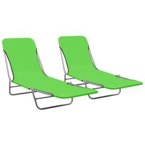 VidaXL Sklopive ležaljke za sunčanje 2 kom od čelika i tkanine zelene
