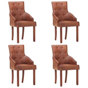 Blagovaonske stolice od prave kozje kože 4 kom smeđe