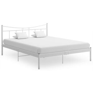 VidaXL Okvir za krevet bijeli od metala i šperploče 140 x 200 cm