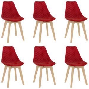 VidaXL Blagovaonske stolice 6 kom crvene baršunaste