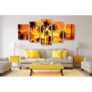 5-dijelna slika kokosove palme na plaži
