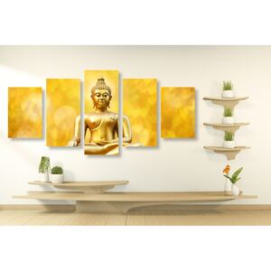 5-dijelna slika zlatni kip Buddhe