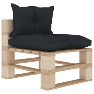 VidaXL Vrtna središnja sofa od paleta s antracit jastucima drvena