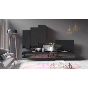 Set za dnevni boravak PGH24, Boja: Crna + sjajno crna