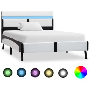 VidaXL Okvir za krevet od umjetne kože LED bijelo-crni 90 x 200 cm