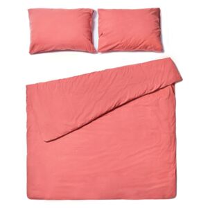 Koraljno ružičasta pamučna posteljina za bračni krevet Le Bonom, 160 x 220 cm
