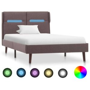 Okvir za krevet od tkanine s LED svjetlom smeđe-sivi 100x200 cm
