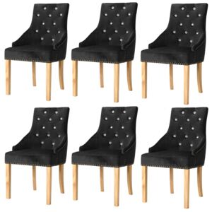VidaXL Blagovaonske stolice 6 kom od masivne hrastovine i baršuna crne