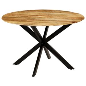 VidaXL Blagovaonski stol od masivnog grubo obrađenog drva manga i čelika 120 x 77 cm