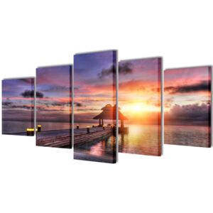 VidaXL Zidne Slike na Platnu Print Pješčane Plaže i Paviljona 200 x 100 cm