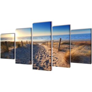 VidaXL Zidne Slike na Platnu s Printom Pješčane Plaže 100 x 50 cm