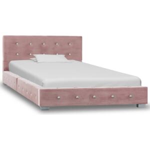 VidaXL Okvir za krevet ružičasti baršunasti 90 x 200 cm