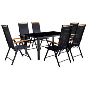 VidaXL 7-dijelni vrtni blagovaonski set sa sklopivim stolicama aluminijski crni