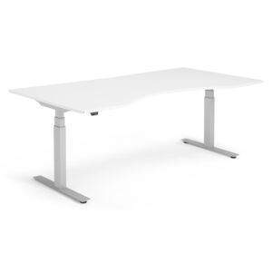 Modulus radni stol, zaobljeni, 2000x1000 mm, srebrni okvir, bijeli