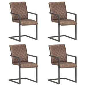 VidaXL Konzolne blagovaonske stolice od prave kože 4 kom smeđe