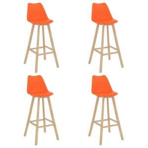 VidaXL Barski stolci 4 kom narančasti PP i masivna bukovina