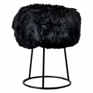 Stolac s crnim jastukom od ovčjeg krzna Royal Dream, ⌀ 36 cm