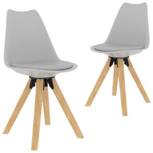 VidaXL Blagovaonske stolice od PP-a i masivne bukovine 2 kom sive