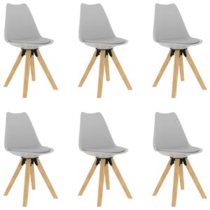 VidaXL Blagovaonske stolice od PP-a i masivne bukovine 6 kom sive