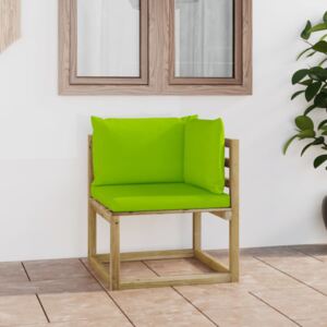 VidaXL Vrtna kutna sofa s jastucima od zeleno impregnirana borovine