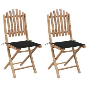 VidaXL Sklopive vrtne stolice s jastucima 2 kom od bambusa