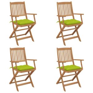 VidaXL Sklopive vrtne stolice s jastucima 4 kom masivno bagremovo drvo