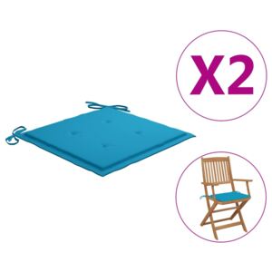 VidaXL Jastuci za vrtne stolice 2 kom plavi 40 x 40 x 4 cm od tkanine