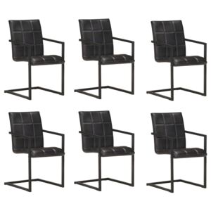 VidaXL Konzolne blagovaonske stolice od prave kože 6 kom crne