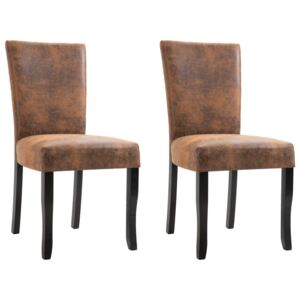 VidaXL Blagovaonske stolice od umjetne brušene kože 2 kom smeđe