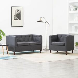 VidaXL 2-dijelni set sofa Chesterfield presvlaka od tkanine tamnosivi