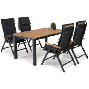 Stol i stolice set VG4198 Crna + smeđa