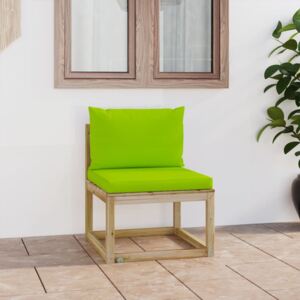 VidaXL Vrtna srednja sofa s jastucima od zeleno impregnirane borovine