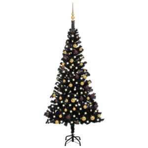 VidaXL Umjetno božićno drvce LED s kuglicama crno 180 cm PVC