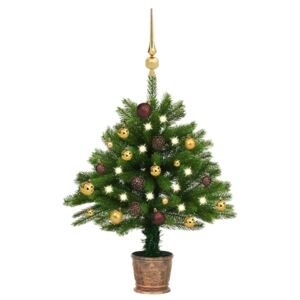 VidaXL Umjetno božićno drvce s LED svjetlima i kuglicama 65 cm zeleno