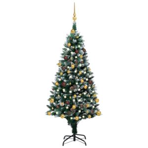 VidaXL Umjetno božićno drvce LED s kuglicama i šiškama 150 cm