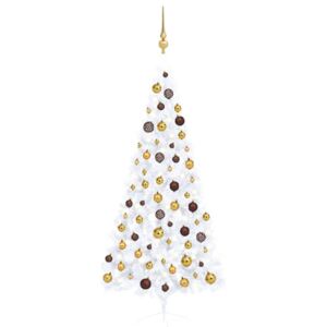 VidaXL Umjetna polovica božićnog drvca LED s kuglicama bijela 180 cm
