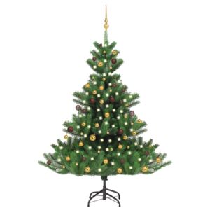 VidaXL Umjetno božićno drvce kavkaska jela LED i kuglice zeleno 180cm