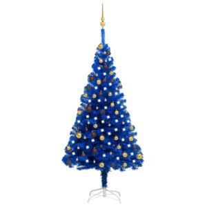 VidaXL Umjetno božićno drvce LED s kuglicama plavo 180 cm PVC