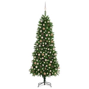 VidaXL Umjetno božićno drvce s LED svjetlima i kuglicama 240 cm zeleno