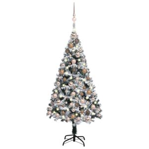 VidaXL Umjetno božićno drvce LED s kuglicama zeleno 150 cm PVC