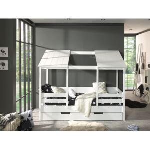 Dječji krevet u obliku kućice Malia - bijeli Housebed open roof samo prostor za skladištenje