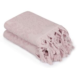 Set od 2 ružičasta ručnika boje pudera Madame Coco Bohème, 50 x 90 cm